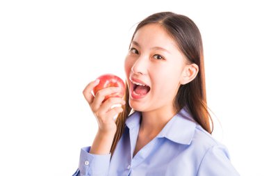 genç iş kadını olarak izole beyaz ayakta