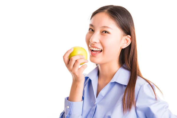 Junge Geschäftsfrau steht isoliert auf weißem Grund — Stockfoto