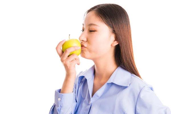 Junge Geschäftsfrau steht isoliert auf weißem Grund — Stockfoto