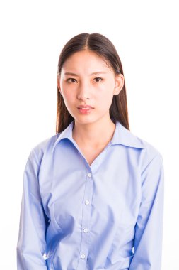 genç iş kadını olarak izole beyaz ayakta