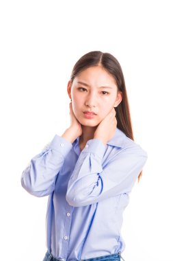 genç iş kadını olarak izole beyaz ayakta