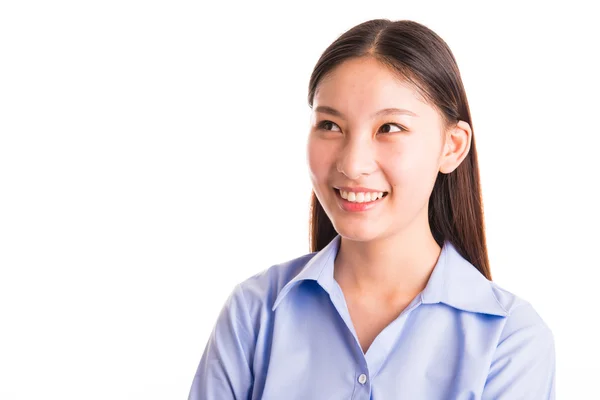 Joven mujer de negocios de pie aislada en blanco — Foto de Stock