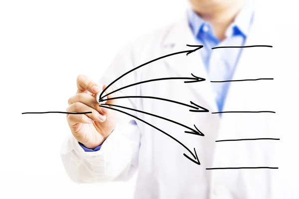 Doctor drawing arrows. — Stock Photo, Image