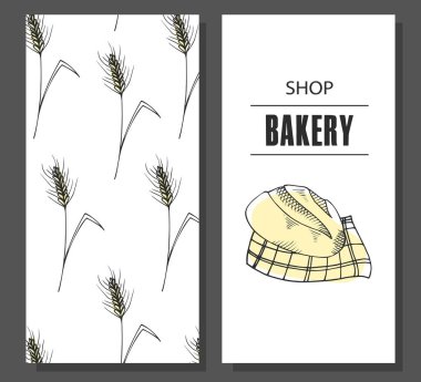 Ekmekli pankart seti. Minimalizm. İşleme biçiminde vektör illüstrasyonu.