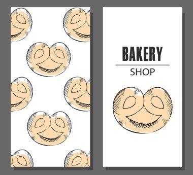 Bir fırın için broşür seti. Vektör illüstrasyonu.