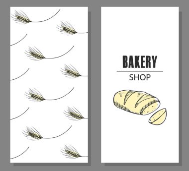 Ekmekli pankart seti. Minimalizm. İşleme biçiminde vektör illüstrasyonu.