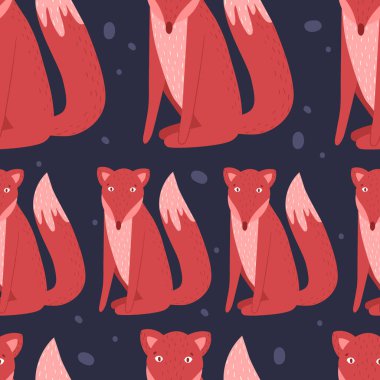 Sevimli, kusursuz tilki deseni. Çizgi film tarzında vektör illüstrasyonu.