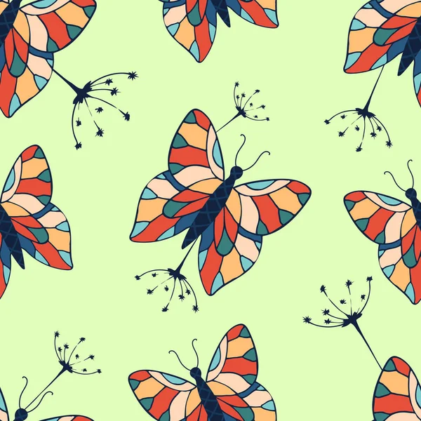 Hermoso Patrón Sin Costuras Con Mariposas Ilustración Vectorial — Archivo Imágenes Vectoriales