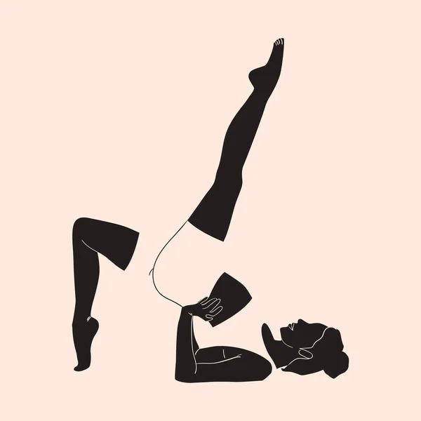 Yoga Concept Minimalistische Vrouw Een Yoga Pose Vectorillustratie — Stockvector