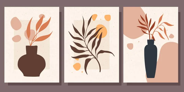 Colección Hermosos Carteles Con Naturalezas Muertas Minimalismo Ilustración Vectorial — Archivo Imágenes Vectoriales