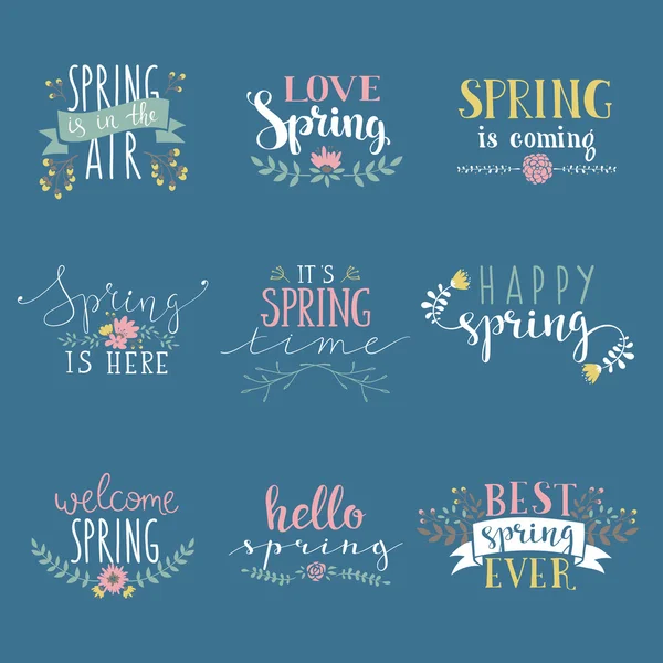 Printemps art texte composition vectoriel illustration — Image vectorielle