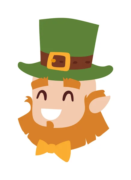 Vector smiling leprechaun head, the symbol of St. Patrick day — Stock Vector