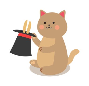 Kediler vektör illüstrasyon oynarken neşeli sirk seti.