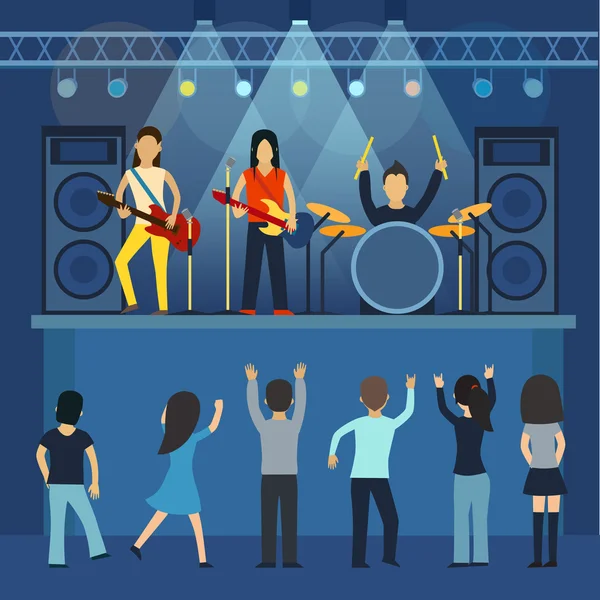 Guitarra concierto de rock y músico, instrumento musical vector ilustración — Archivo Imágenes Vectoriales