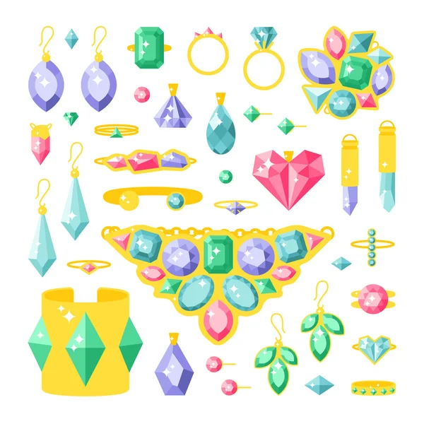 Set van cartoon sieraden accessoires items vector illustratie. — Stockvector