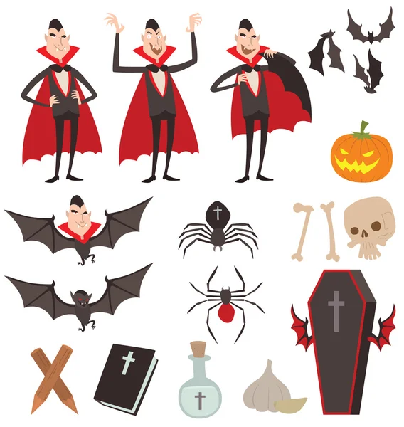 Desenhos animados Ícones de símbolos vetoriais Drácula —  Vetores de Stock
