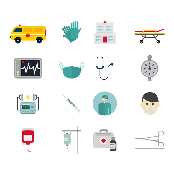 Iconos de reanimación de ambulancia vector ilustración — Vector de stock