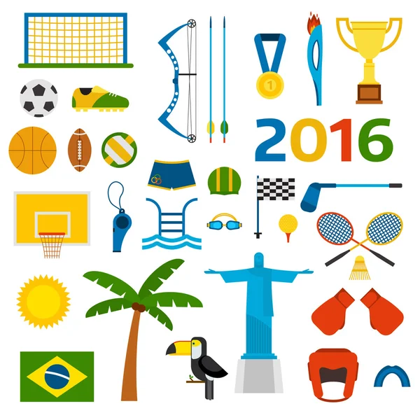 Rio Olympische Sommerspiele Ikonen Vektor Illustration — Stockvektor