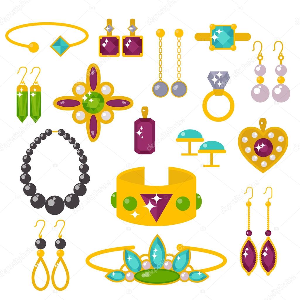 Flat jewelry stones vector illustration