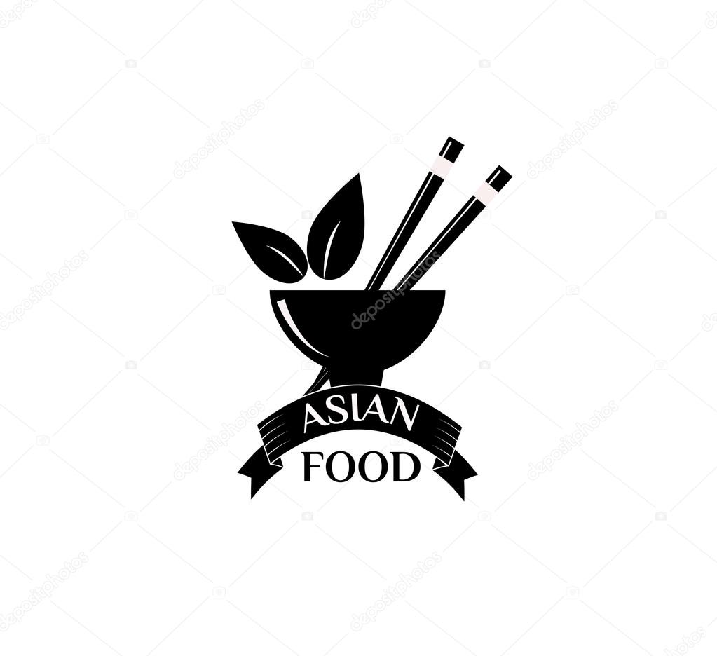 Asian food logo vector illustration. Asian food logo isolated on white background. Asian food logo vector icon illustration. Asian food logo isolated vector Asian food logo silhouette