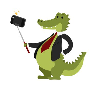 Selfie timsah vektör illüstrasyon.
