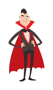 Karikatür Drakula Halloween vektör illüstrasyon. Komik karakter