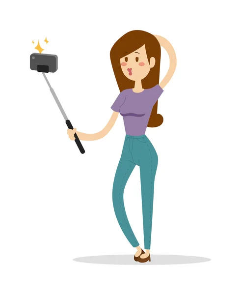 Selfie chica vector ilustración . — Vector de stock