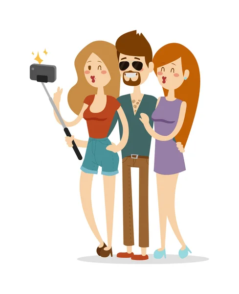 Selfie para ilustracja wektor. — Wektor stockowy