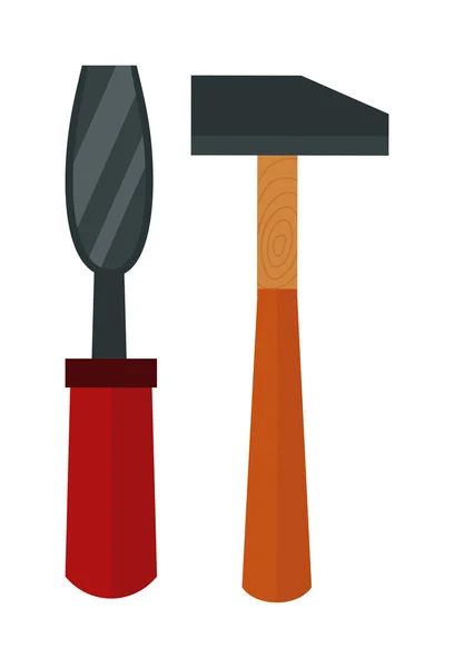 Chisel, ilustración de vectores de martillo — Vector de stock