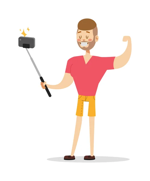 Selfie boy vector illustration — Stock Vector