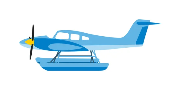 Light aircraft single propeller blue plane. — Stock Vector