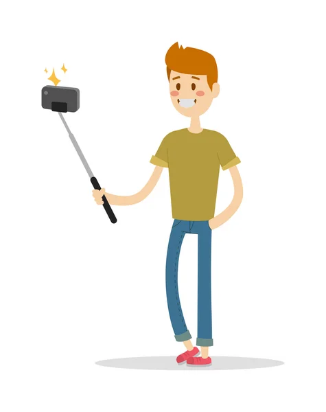Selfie fiú vektor illusztráció — Stock Vector