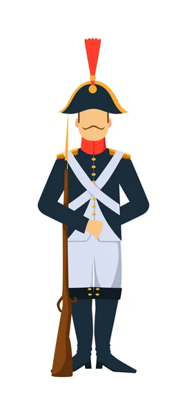 Francouzská armáda starý styl ozbrojené síly muž se zbraňovou ilustrací — Stockový vektor