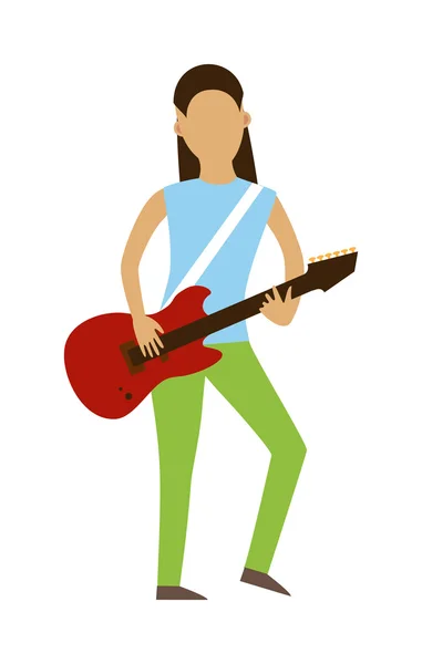 Personagens de desenhos animados músicos com guitarra isolada em fundo branco . —  Vetores de Stock
