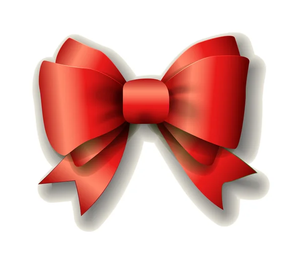 Red ribbon bow on white background. — Stock Vector