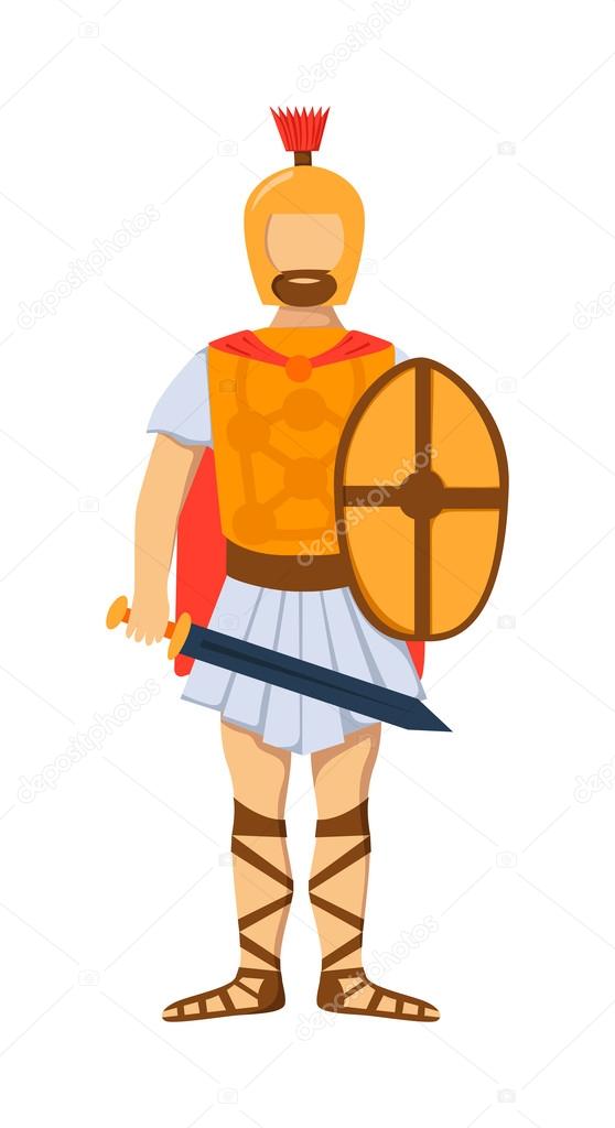 Roman gladiator soldier troop armed forces man vector illustration.