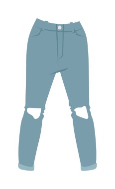 Karikatür kot pantolon detayları siluetler beyaz arka plan izole