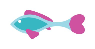 Dekoratif Balık düz simge vektör beyaz arka plan üzerinde izole.