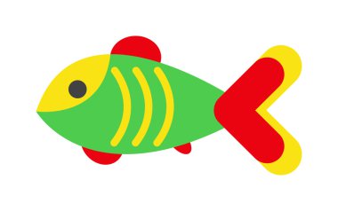 Dekoratif Balık düz simge vektör beyaz arka plan üzerinde izole.