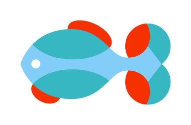 Dekoratif Balık düz simge vektör beyaz arka plan üzerinde izole.