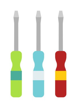 Tornavida araçları simgeleri vektör illüstrasyon düz stil beyaz izole