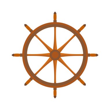 Yat ya da koyun tekerleği dümeni düz vektör çizimi beyaz arkaplanda izole edildi