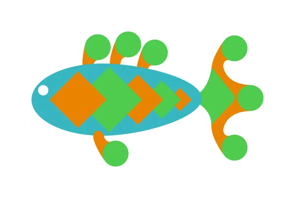 흰색 배경에 격리 장식 물고기 평면 아이콘 벡터. — 스톡 벡터