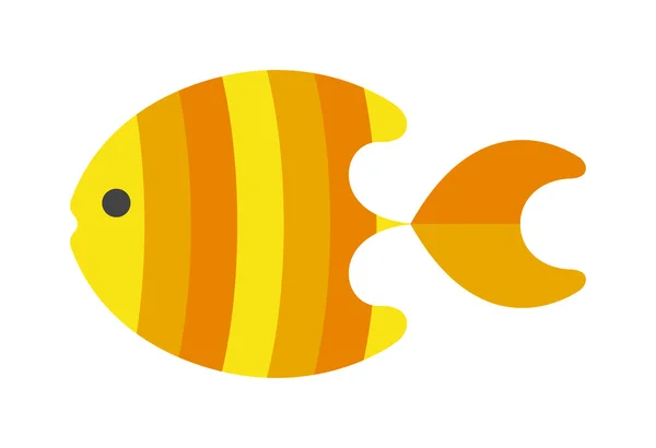 흰색 배경에 격리 장식 물고기 평면 아이콘 벡터. — 스톡 벡터