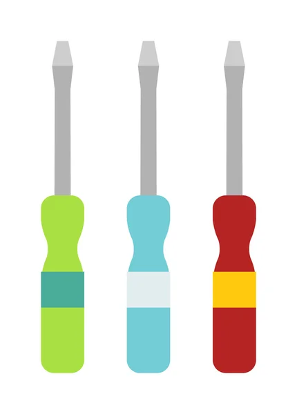 Schraubenzieher Werkzeuge Symbole Vektor Illustration flachen Stil isoliert auf weiß — Stockvektor