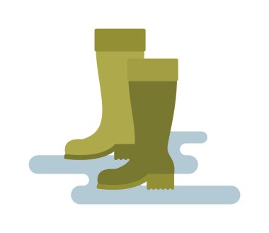 Yeşil kauçuk yağmur botları yeşil renk vektör illüstrasyon beyaz arka plan izole.