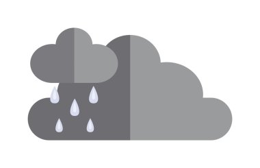 Yağmur dramatik cloudscape düz simge vektör illüstrasyon önce karanlık fırtına bulutları.