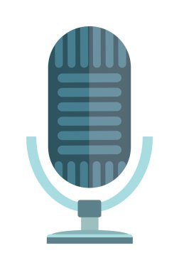 Beyaz arka planda yalıtılmış stüdyo veya radyo mikrofonu vektör çizimi.
