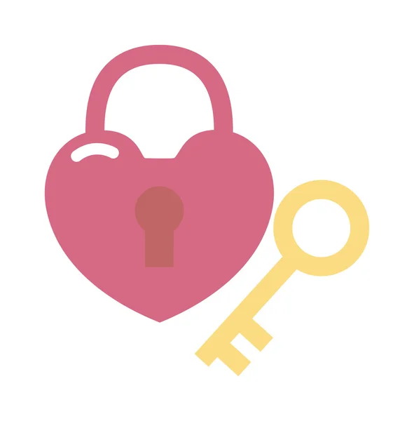 Hjärta lås och nyckel platt Valentine design vektor illustration. — Stock vektor