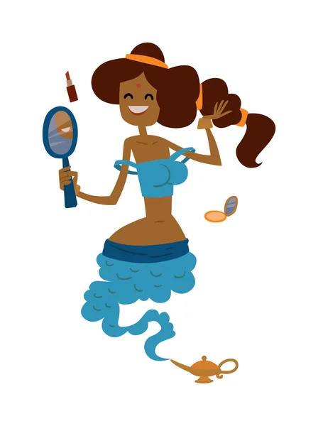 Ilustración vectorial de la hermosa ginebra princesa de la lámpara mágica sobre fondo blanco . — Vector de stock